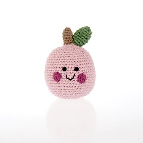 Dusky Pink Friendly Baby Apple Rattle, Pebble