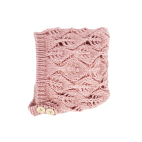 Rosy Pink Leaf Lace Knit Bonnet