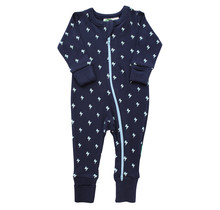 Navy Lightning Organic 2-Way Zippered Romper