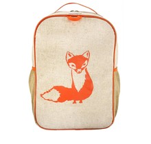 Orange Fox Raw Linen Gradeschool Backpack