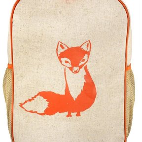 Orange Fox Raw Linen Gradeschool Backpack