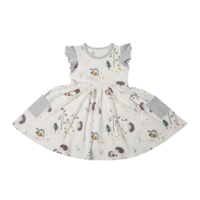 Hedgehogs Ruffle Pocket Dress in TENCEL