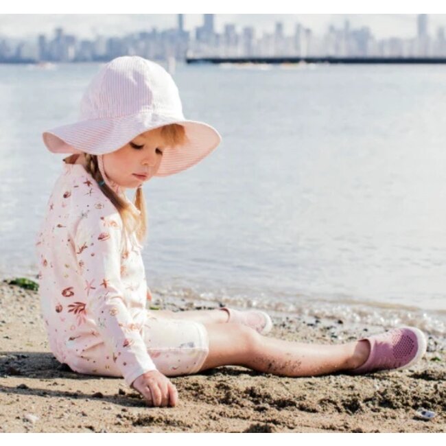 Jan and Jul Pink Stripes Cotton Floppy Sun Hat