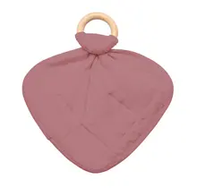 Dusty Rose Lovey with Removable Wooden Teething Ring