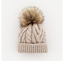 Oatmeal Pom Pom Beanie Hat