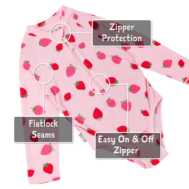 Jan and Jul Pink Strawberry 1-pc Girls' UV Swimsuit