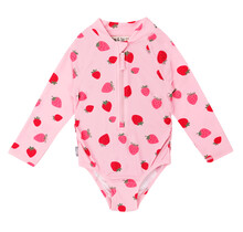 Pink Strawberry 1-pc Girls' UV Swimsuit