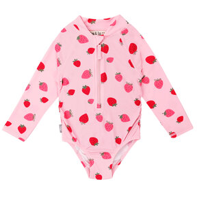 Pink Strawberry 1-pc Girls' UV Swimsuit