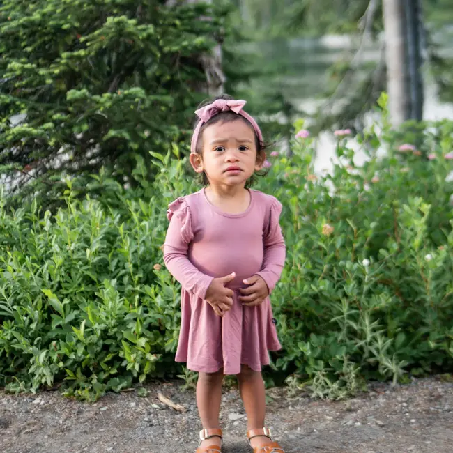 Kyte Baby Dusty Rose Long Sleeve Twirl Bodysuit Dress