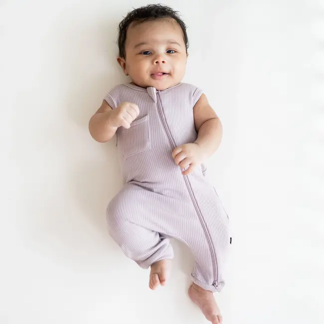 Kyte Baby Wisteria Ribbed Zippered Sleeveless Romper