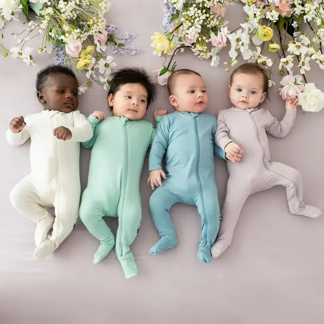 Kyte Baby Dusty Blue Bamboo Zippered Footie