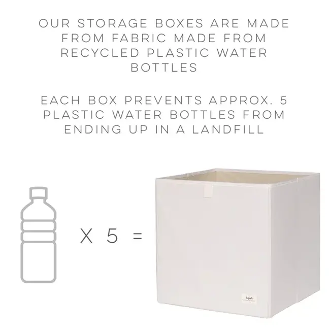 3 Sprouts Light Grey Recycled Fabric Storage Cube