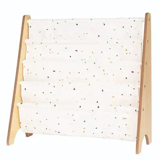 3 Sprouts Cream Terrazzo Recycled Fabric Kids Book Rack