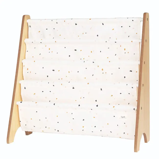 3 Sprouts Cream Terrazzo Recycled Fabric Kids Book Rack