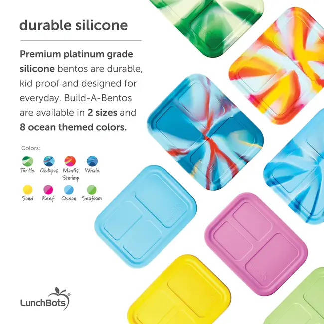 Blue Whale Large Platinum Silicone Bento Box