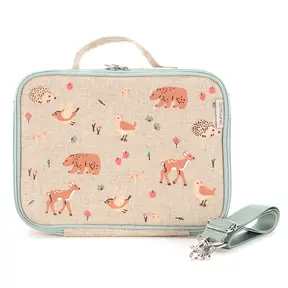 Forest Friends Raw Linen Lunchbox