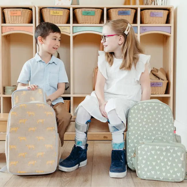 SoYoung Little Hearts Raw Linen Gradeschool Backpack