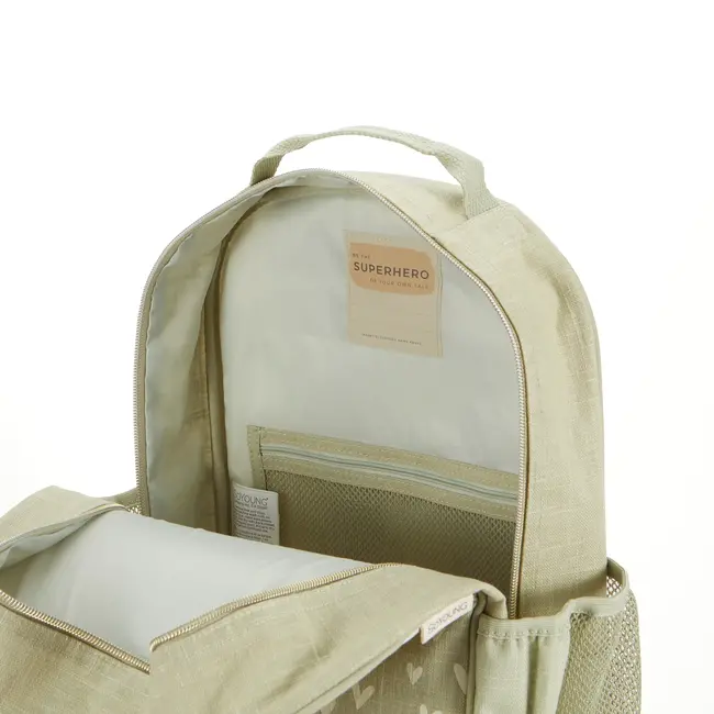 SoYoung Little Hearts Raw Linen Gradeschool Backpack