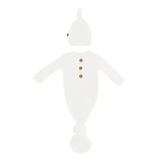 Kyte Baby Cloud Ribbed Knotted Gown & Cap Set