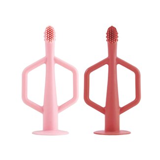 Rose & Burgundy Silicone Training Toothbrush 2 Pack