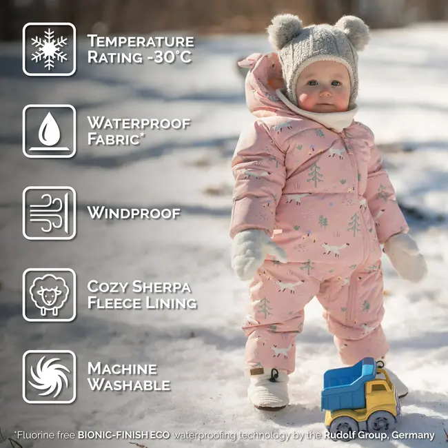 Jan and Jul Pink Forest | Baby Snowsuit