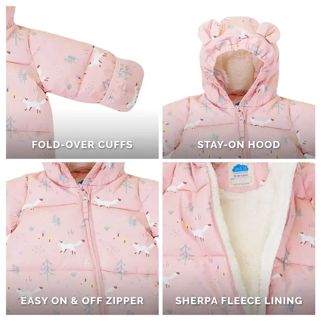 Jan and Jul Pink Forest | Baby Snowsuit