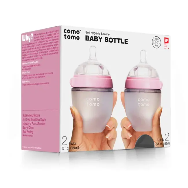 Como Tomo Pink Como Tomo Silicone Baby Bottle 5oz, 2 pack