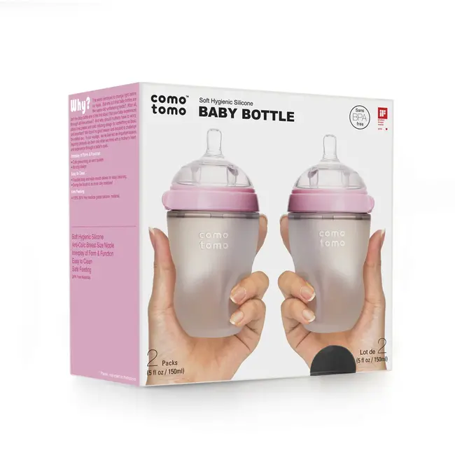 Como Tomo Pink Como Tomo Silicone Baby Bottle 8oz, 2 pack