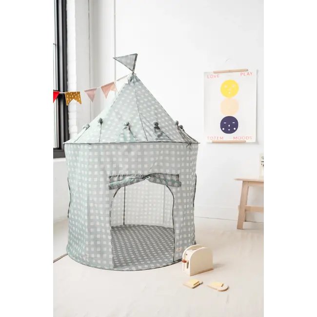3 Sprouts Blue Gingham Recycled Fabric Play Tent Castle