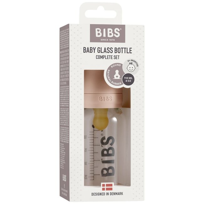 BIBS Blush Bibs 110ml Glass Baby Bottle, Complete Set