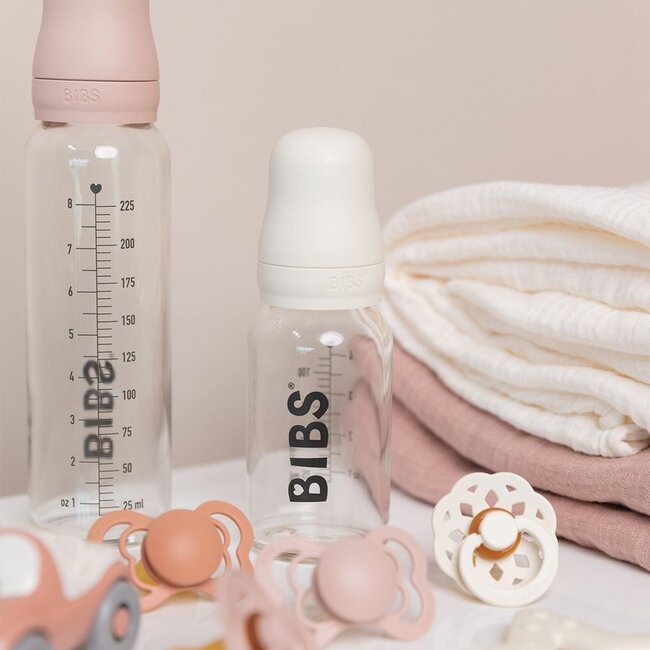 BIBS Blush Bibs 225ml Glass Baby Bottle, Complete Set