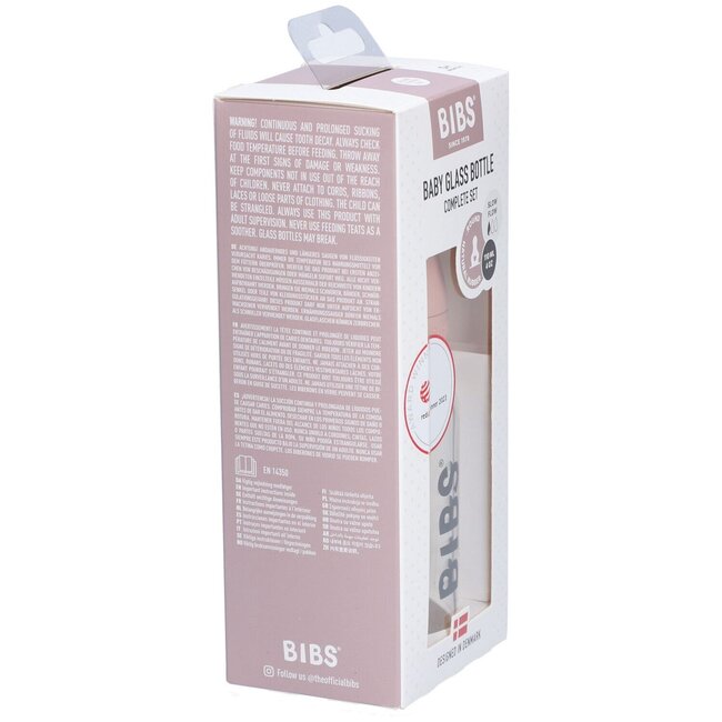 BIBS Blush Bibs 225ml Glass Baby Bottle, Complete Set