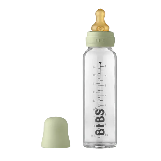BIBS Sage Bibs 225ml Glass Baby Bottle, Complete Set