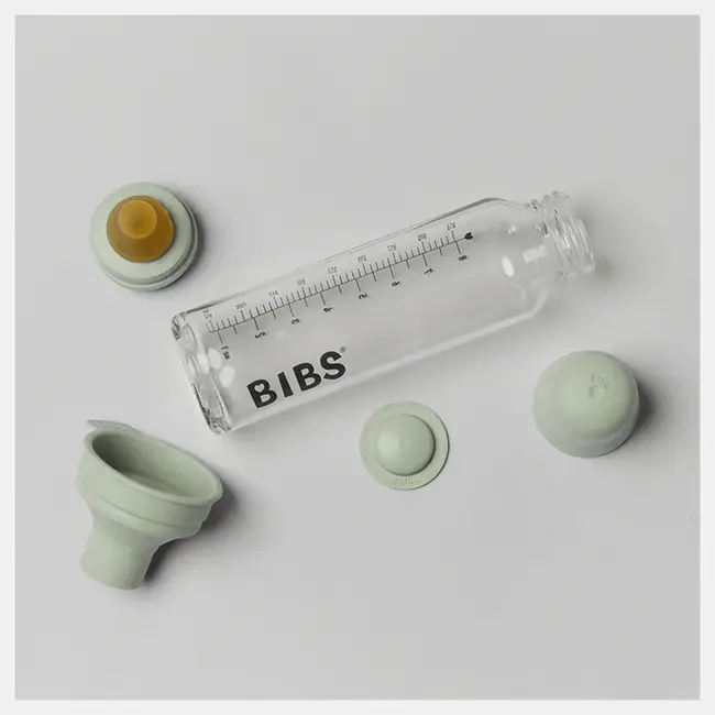 BIBS Sage Bibs 225ml Glass Baby Bottle, Complete Set