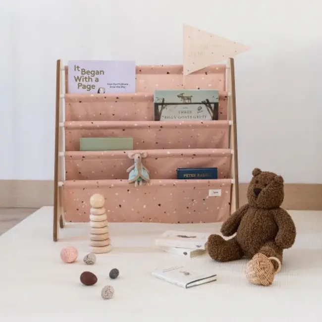 3 Sprouts Clay Terrazzo Recycled Fabric Kids Book Rack