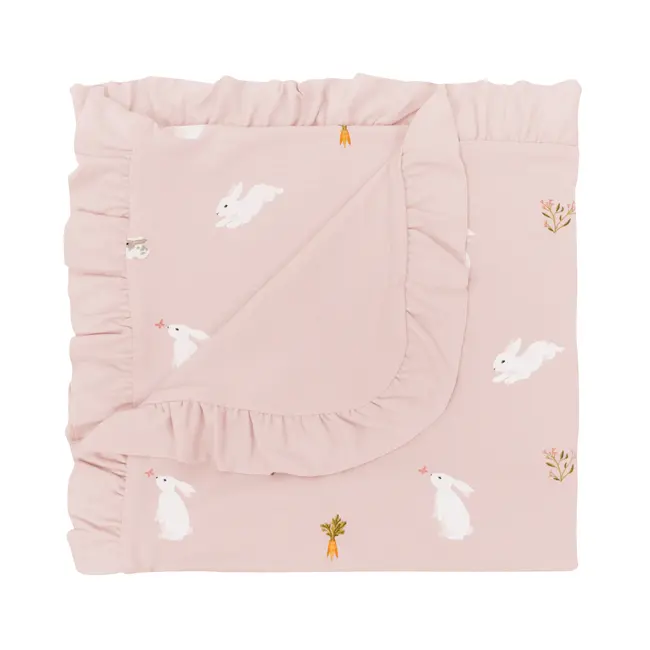 Kyte Baby Ruffle Baby Blanket in Blush Rabbit 0.5
