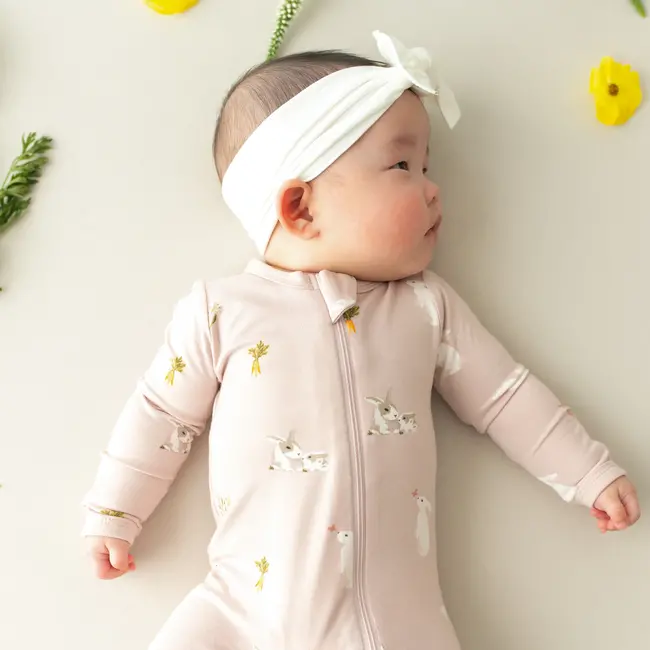 Kyte Baby Blush Rabbit Bamboo Zippered Footie