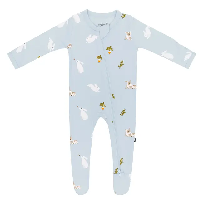 Kyte Baby Ice Rabbit Bamboo Zippered Footie