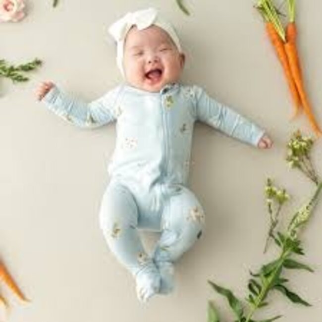 Kyte Baby Ice Rabbit Bamboo Zippered Footie