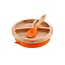 Orange Bamboo Suction Plate & Spoon Set