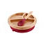 Avanchy Bamboo Magenta Bamboo Suction Plate & Spoon Set