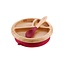 Magenta Bamboo Suction Plate & Spoon Set