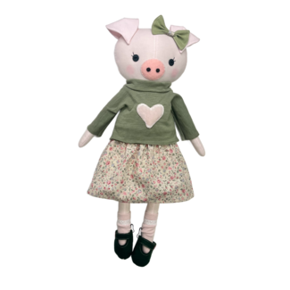 Pink Gaut Pig Girl Handmade Doll