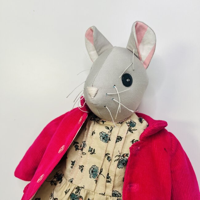 Pink Gaut House Mouse Girl Handmade Doll