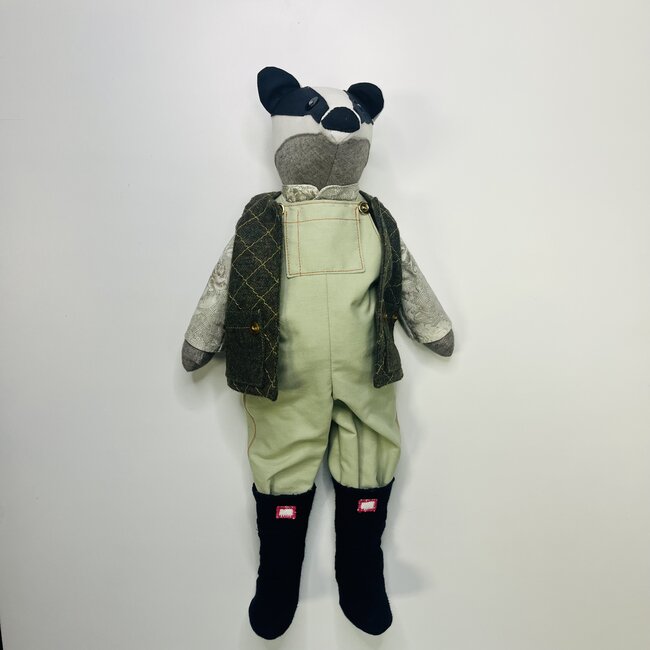 Pink Gaut Woodsman Badger Boy Handmade Doll