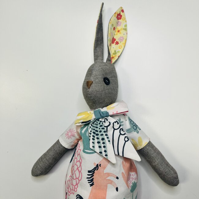 Pink Gaut Tea Dress Bunny Girl Handmade Doll