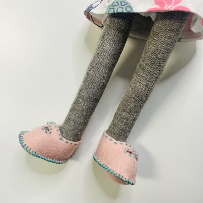 Pink Gaut Tea Dress Bunny Girl Handmade Doll