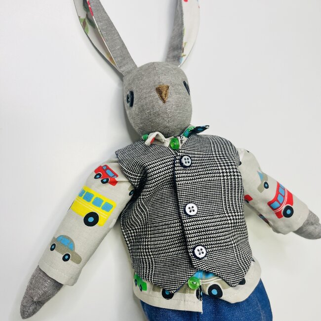 Pink Gaut Dapper Bunny Boy Handmade Doll