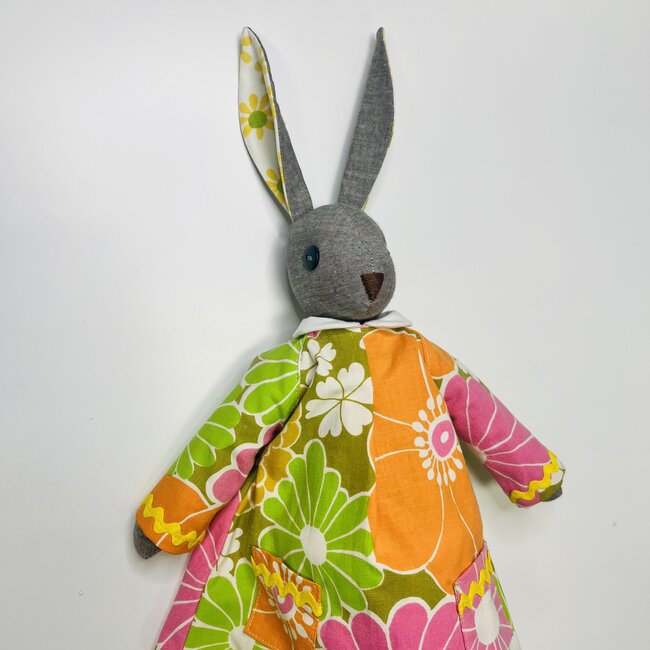 Pink Gaut Groovy Bunny Girl Handmade Doll