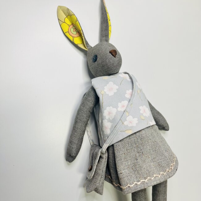 Pink Gaut Shopping Bunny Girl Handmade Doll